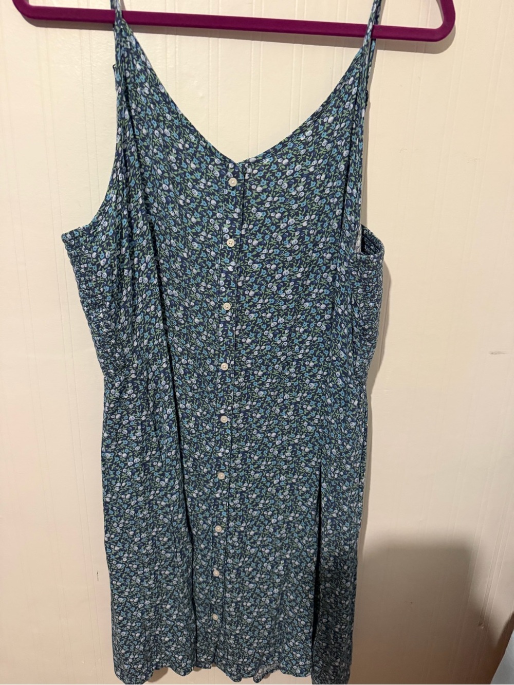 aerie Blue Floral Button-Front Sundress XXL